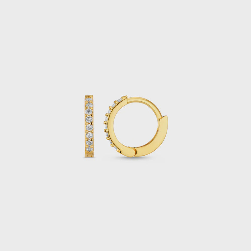 Orelia Pavé Mini Micro Hoop Earrings - Gold