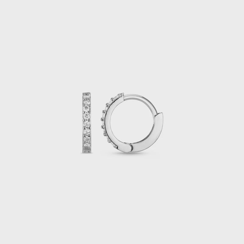 Orelia Pavé Mini Micro Hoop Earrings - Silver