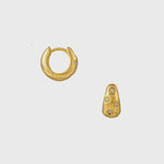 Orelia Crystal Engraved Starburst Tapered Huggie Hoop Earrings - Gold