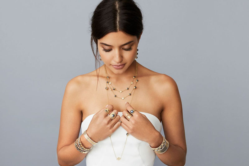 Anna Beck Blue Pearl Station Necklace - Gold