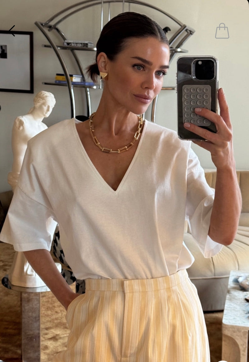 Never Fully Dressed T-Shirt With Shoulder Pads - White