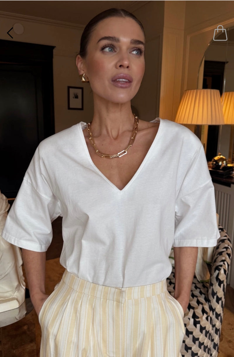 Never Fully Dressed T-Shirt With Shoulder Pads - White