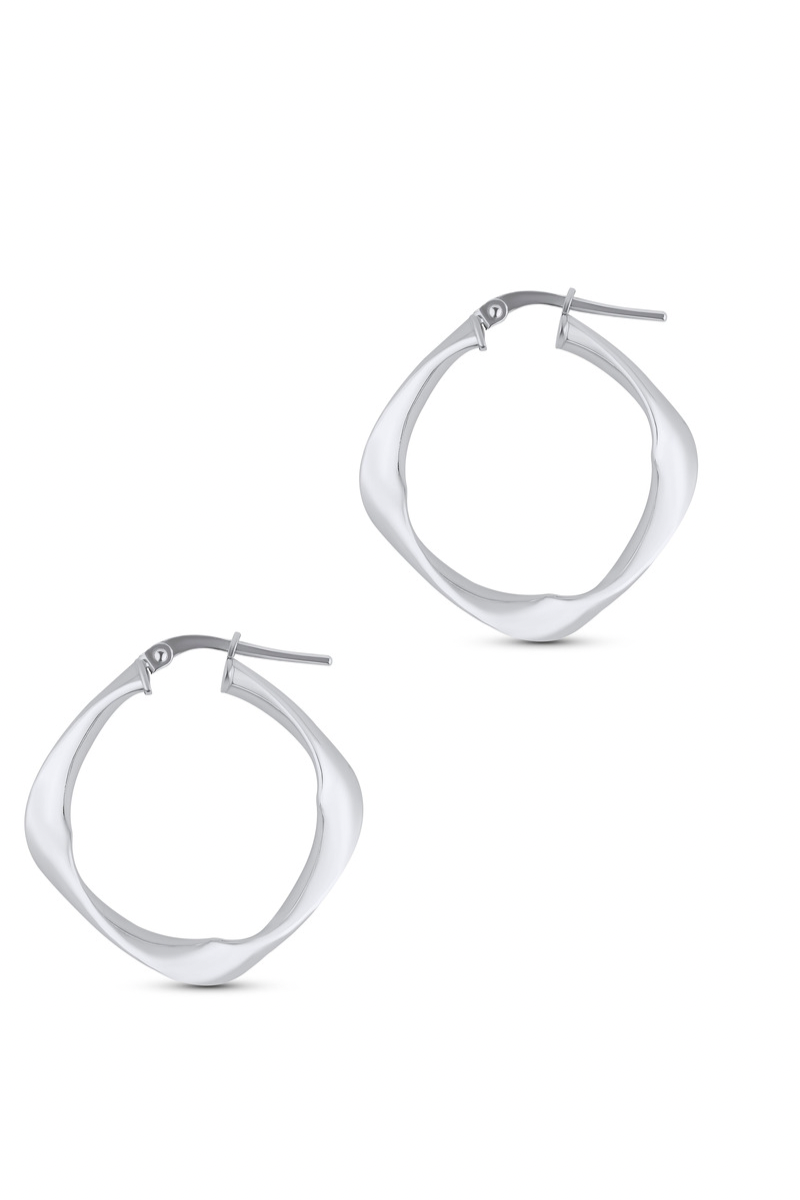 The Hoop Station Square Tiny Small Hoops - Silver