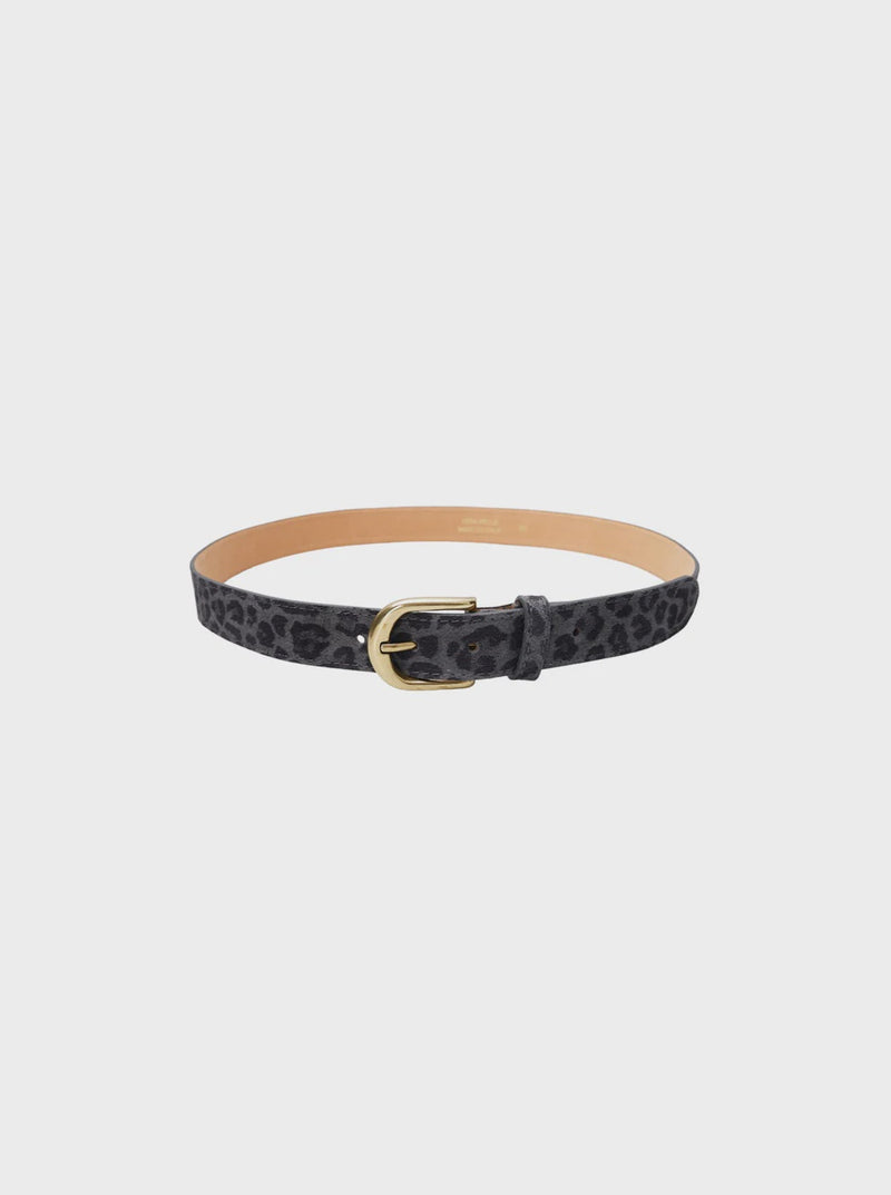 Black Colour Smilla Suede Belt - Grey