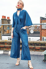Onjenu Laurie Demi Sleeve Jumpsuit - Metallic Blue