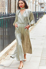 Onjenu Laurie Demi Sleeve Jumpsuit - Metallic Silver