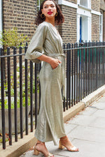 Onjenu Laurie Demi Sleeve Jumpsuit - Metallic Silver