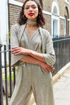 Onjenu Laurie Demi Sleeve Jumpsuit - Metallic Silver