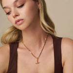 Orelia Open Link T-Bar Drop Necklace - Gold