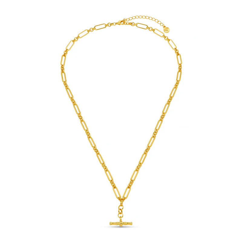 Orelia Open Link T-Bar Drop Necklace - Gold