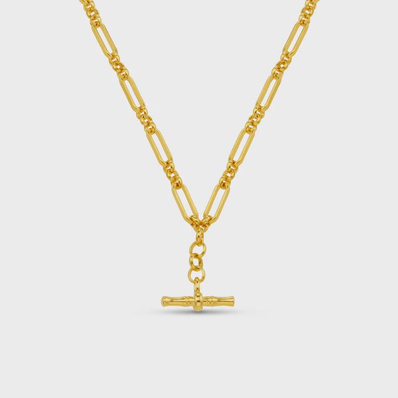Orelia Open Link T-Bar Drop Necklace - Gold