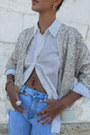 Never Fully Dressed Sequin Bomber - Silver