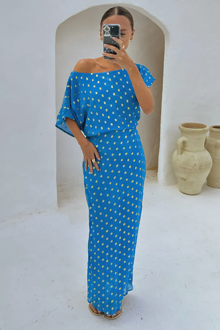 Never Fully Dressed Tilly Dress - Blue Jacquard
