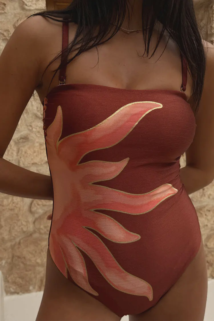 Never Fully Dressed Sun Bandeau Swimsuit - Chocolate