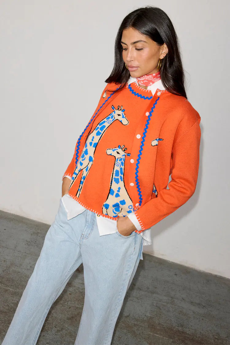 Never Fully Dressed Giraffe Knit Tabard - Orange