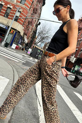 Never Fully Dressed Lucia Scallop Detail Jeans - Leopard