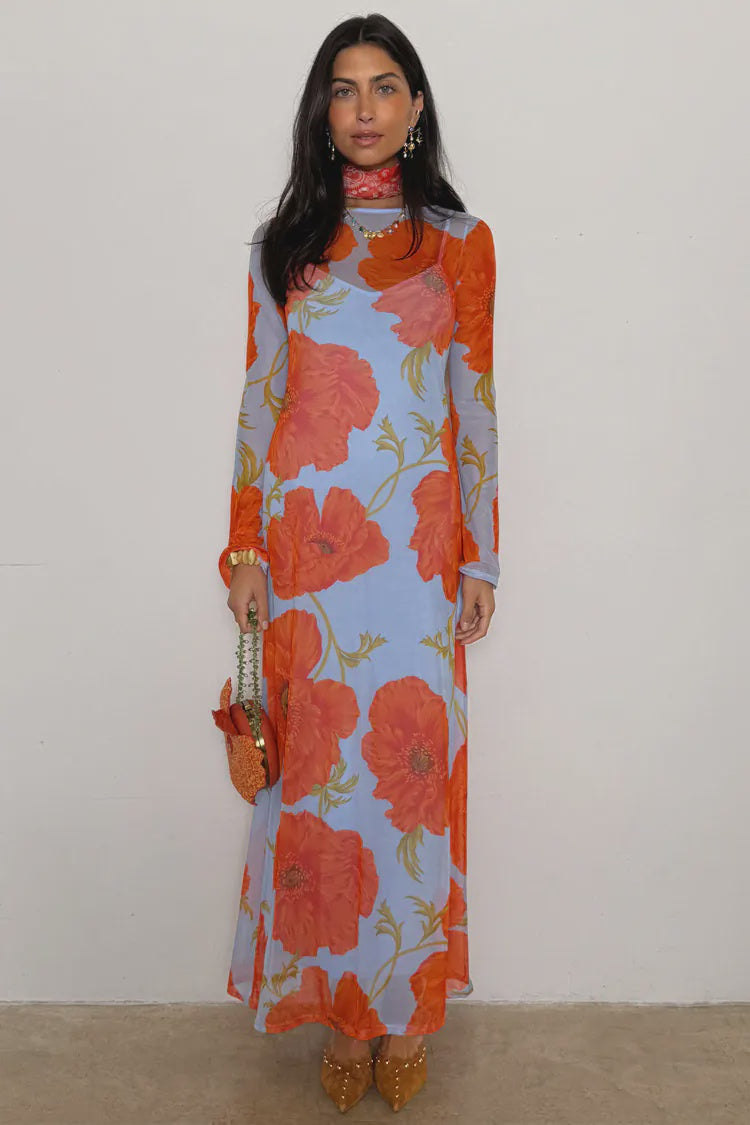 Never Fully Dressed Blue Poppy Aria Mesh Dress