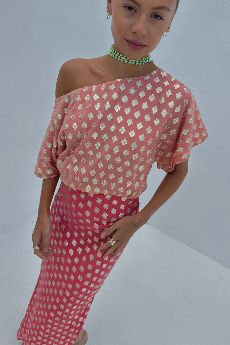 Never Fully Dressed Tilly Dress - Pink/Red Jacquard