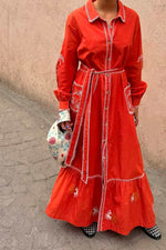 Never Fully Dressed Pollenca Shirt Dress - Red/Cream