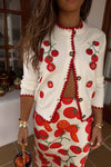 Never Fully Dressed Tomato Embroidered Cardigan - Cream