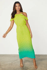 Never Fully Dressed Ombre Plisse Claudia Dress - Lime