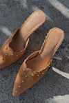Never Fully Dressed Suede Scallop City Mules - Brown