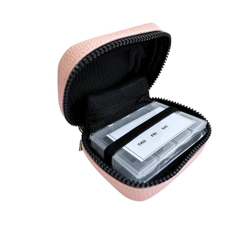 Donna May London Portable Pill Organiser - Blush Pink Faux Leather