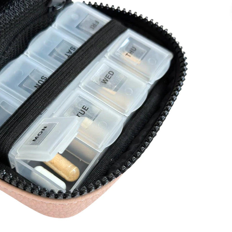 Donna May London Portable Pill Organiser - Blush Pink Faux Leather