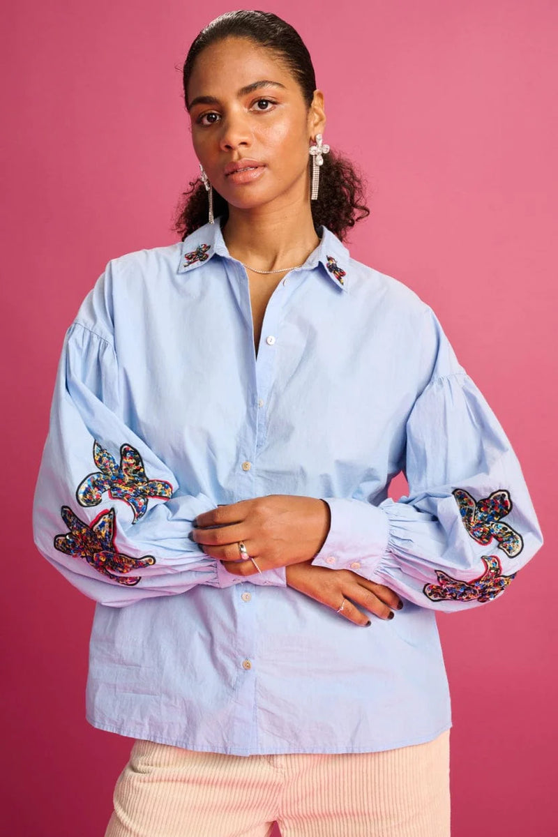 Pom Amsterdam Maxime Blouse - Ice Blue