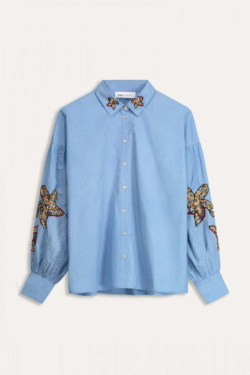 Pom Amsterdam Maxime Blouse - Ice Blue