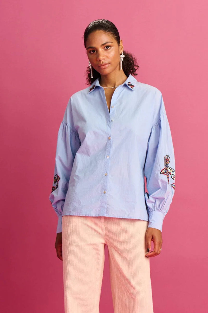 Pom Amsterdam Maxime Blouse - Ice Blue