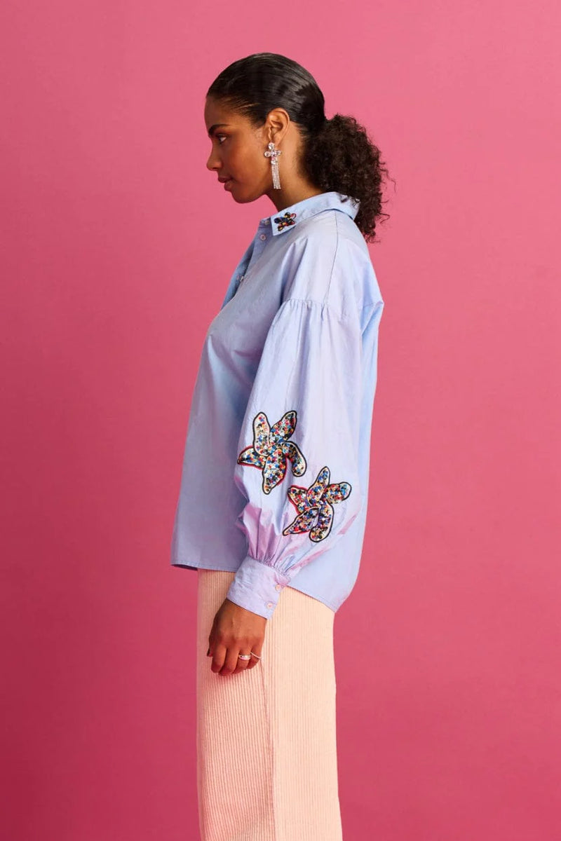 Pom Amsterdam Maxime Blouse - Ice Blue