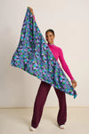 Pom Amsterdam Shawl - Double Flower Pop Blue