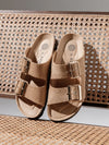 Genuins Honolulu Lead Velour Sandal - Almond