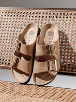 Genuins Honolulu Lead Velour Sandal - Almond