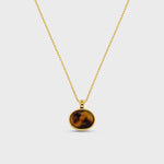 Orelia Semi Precious Tiger's Eye Pendant Necklace - Gold