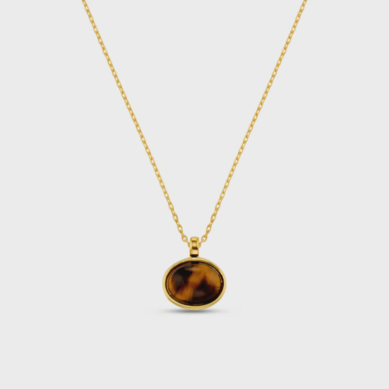 Orelia Semi Precious Tiger's Eye Pendant Necklace - Gold