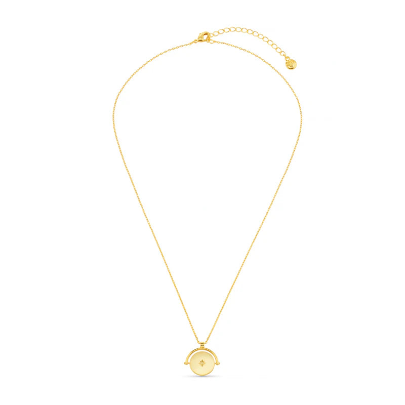 Orelia Starburst Coin Spinner Necklace - Gold
