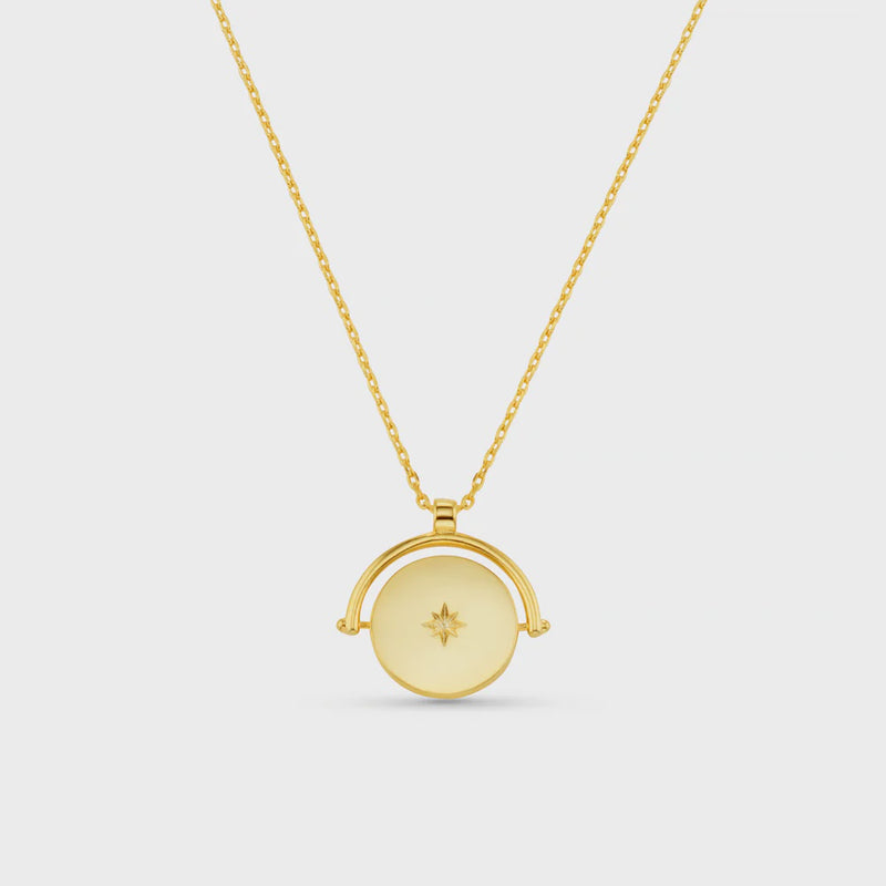 Orelia Starburst Coin Spinner Necklace - Gold