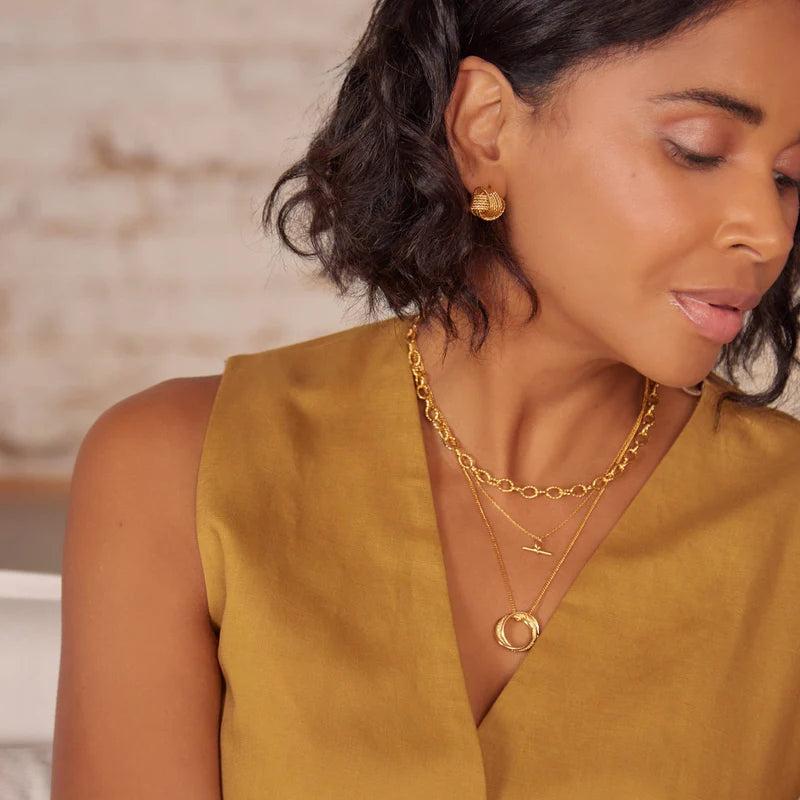 Orelia Dainty T-Bar Knot Necklace - Gold