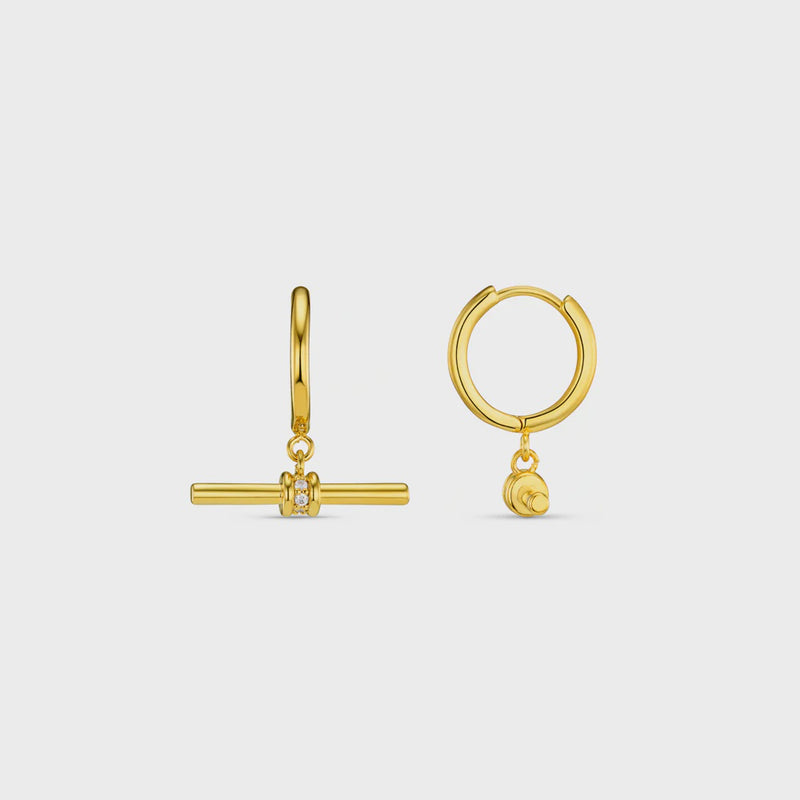 Orelia Crystal T-Bar Hoop Earrings - Gold