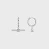 Orelia Crystal T-Bar Hoop Earrings - Sterling Silver Plated