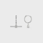 Orelia Crystal T-Bar Hoop Earrings - Sterling Silver Plated