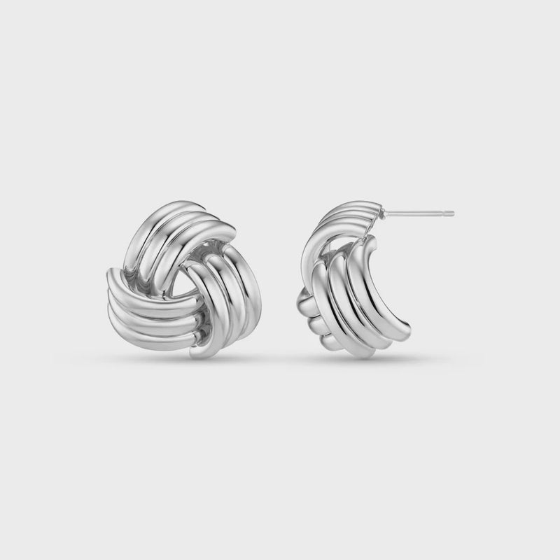 Orelia Interlocking Statement Stud Earrings - Silver
