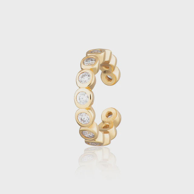 Scream Pretty Bezel Single Ear Cuff With Clear Stones - Gold