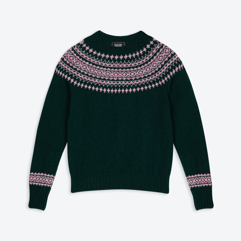 Lowie Snow Scottish Made Lambswool Jumper - Forest