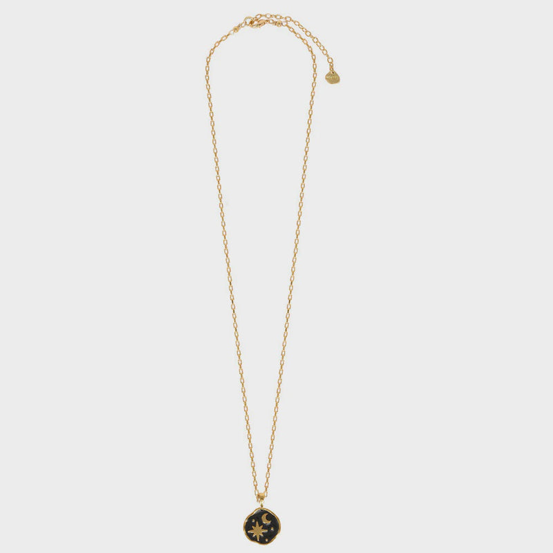Mishky Celestial Star Gold Plated Necklace - Black