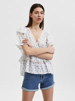 Selected Femme Susy Ruffled Top - Snow White