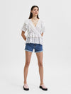 Selected Femme Susy Ruffled Top - Snow White