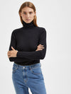 Selected Femme Lydia Roll Neck Top - Black
